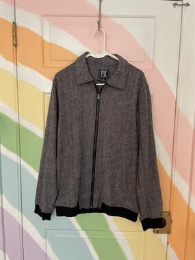 PX Clothing Men’s Gray Herringbone Zip Jacket Size M Cotton MSRP $85 NWT
